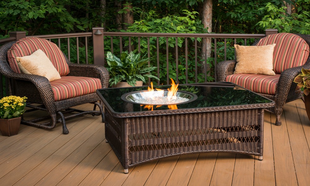 Brown Wicker Fire Pit Table